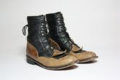 VTG 80's Two Tone Leather JUSTIN Lace Up Roper Riding Ankle Boots 7.5 8