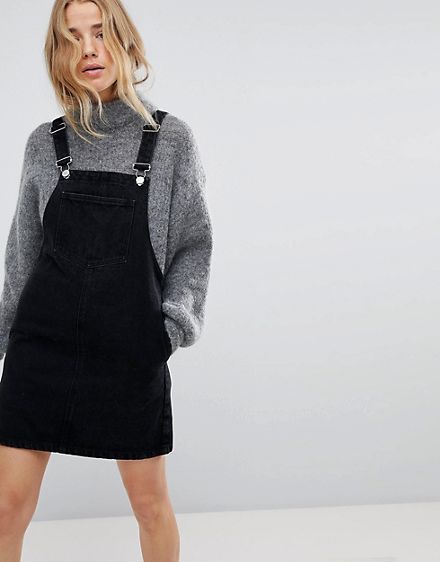 Overall dress over sweater - Top Trends