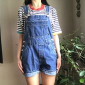 Vintage 90’s Shorts Overalls by No Boundaries. Tag... - Depop