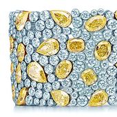 Cobblestone yellow diamond bracelet in platinum and gold with white diamonds