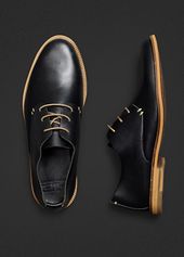 HE by Mango / Love the black leather uppers with the wood sole.