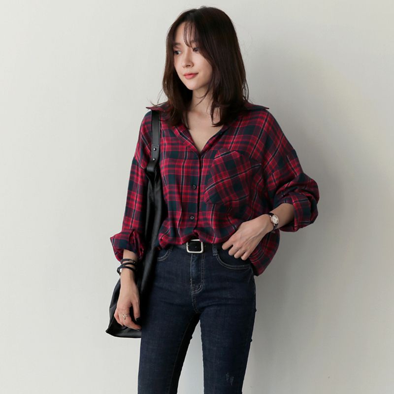 US $11.13 36% OFF|Blusas y Camisas Mujer Casual Plaid Shirt Women Tops Pockets Blouses Fashion Blouse Office Long Sleeve Shirts Vetement Femme|vetement fashion femme|vetement femmeplaid shirt women - AliExpress