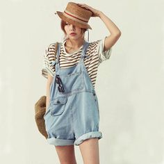 ♡ Cute Trendy Denim Overalls Jumpsuit Jeans Shorts ♡
