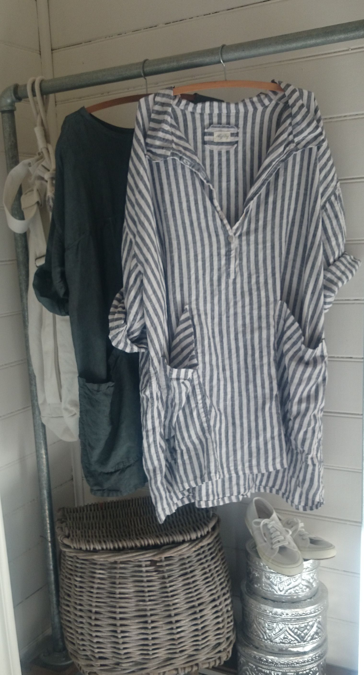 Navy and White Striped Linen Dress MegbyDesign