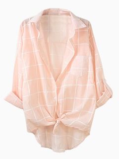 Pink Gingham Button-up Long Sleeve Shirt