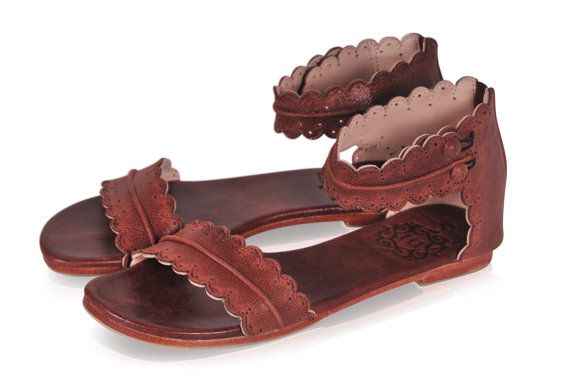 Midsummer. sandales plates en cuir sandales de mariage boho | Etsy